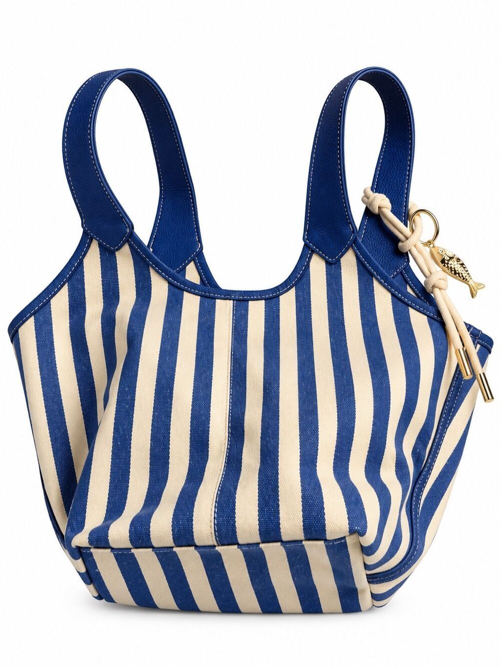 House of Harlow 1960 Blue and Cream Striped Canvas Tote Bag